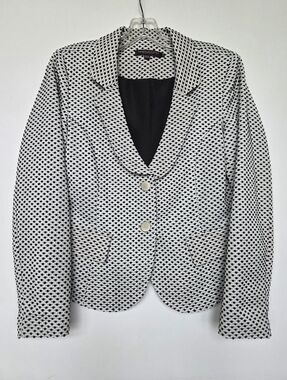 Robert Kitchen Black & White Print Blazer Jacket Size-8